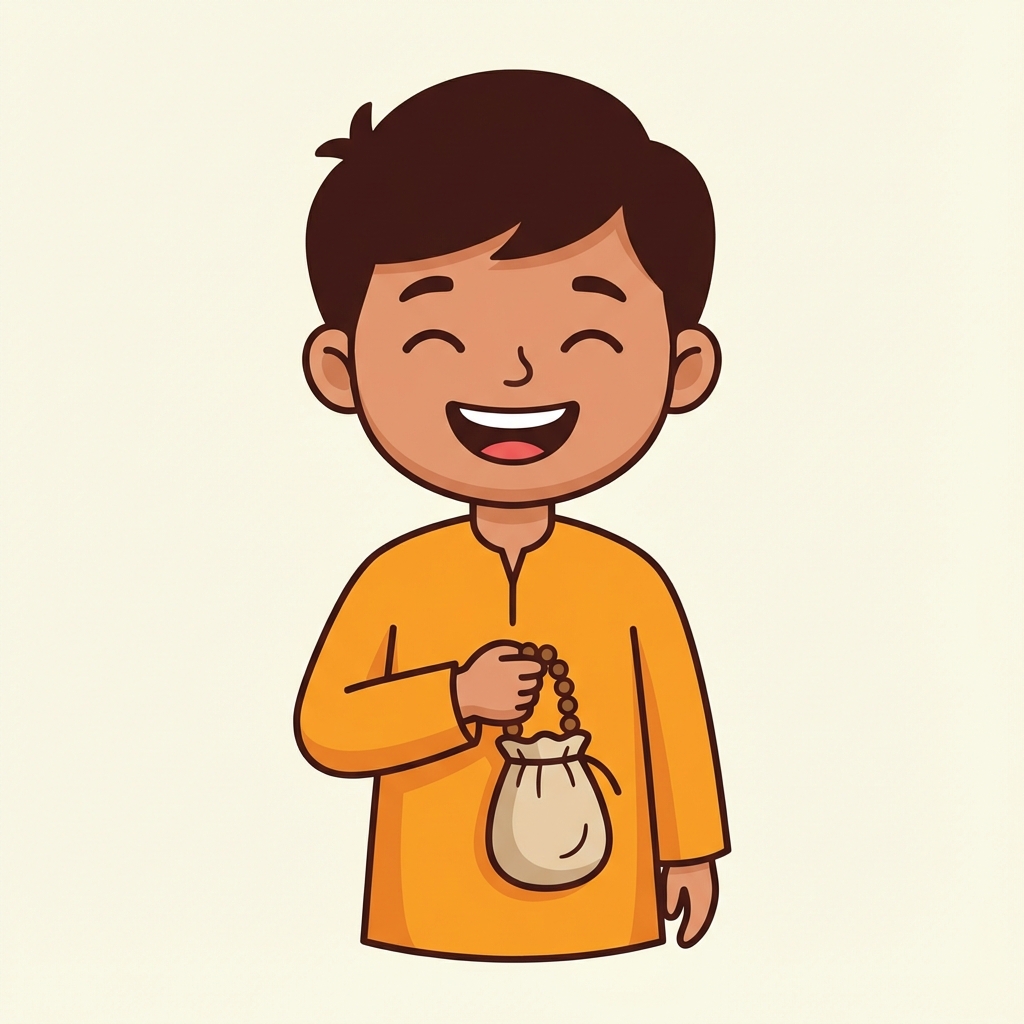 Boy Chanting on Beads